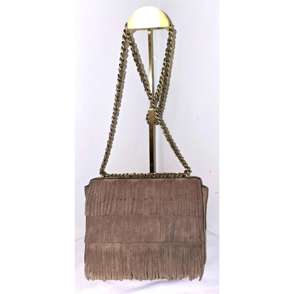 Tory Burch Kira Toupe Suede Fringe Convertible Crossbody Bag - Picture 8 of 10